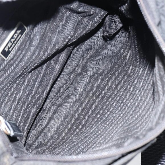 PRADA Shoulder Bag Nylon Black Silve - Picture 10 of 16
